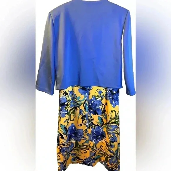 Anthony Richards Ladies Blue Yellow Floral Sheath Dress Size 10 MINT - Picture 8 of 13